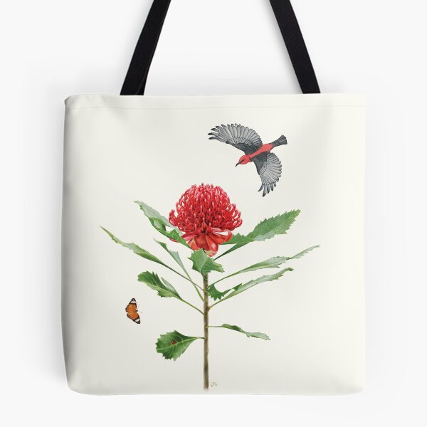 Item preview, Australian Waratah & Honeyeater | Botanical Watercolour Illustration designed and sold by GabrielleStudio.