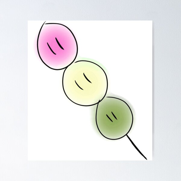 Item preview, Big Dango family sweet Japanese mochi on pale blue background designed and sold by mitchellsolis.