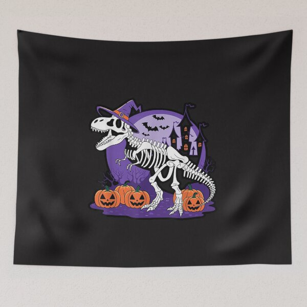 Item preview, Funny Halloween T Rex Skeleton Witch Dinosaur Spooky Pumpkin Design   designed and sold by kiralynstration.