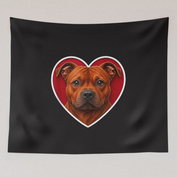 Item preview, Red Staffordshire Bull Terrier Heart Dog Lover Cute Staffy Portrait designed and sold by kiralynstration.
