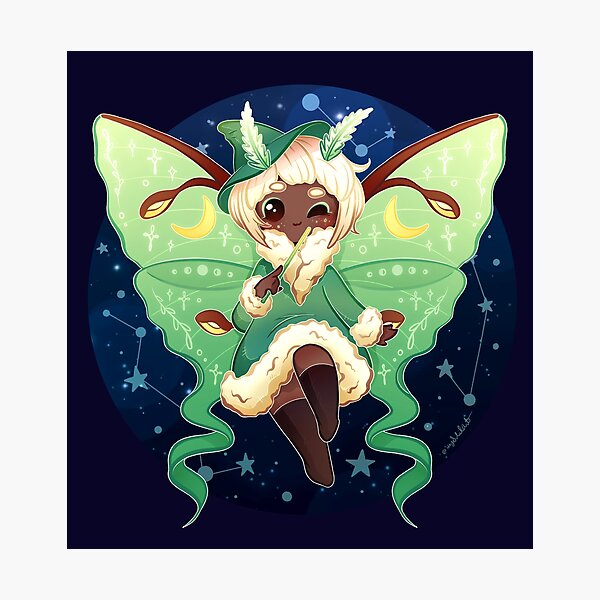 Item preview, Kawaii Luna Moth Witch (Background Ver.) designed and sold by heysoleilart.