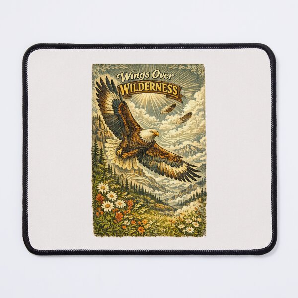 Item preview, Wings Over Wilderness – Vintage Bald Eagle Mountain Art designed and sold by inkoutninja.