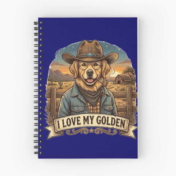 Item preview, I Love My Golden, Cowboy Golden Retriever Vintage Western Dog Illustration designed and sold by Evelashop.