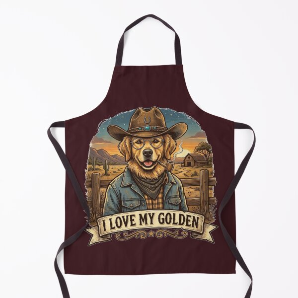 Item preview, I Love My Golden, Cowboy Golden Retriever Vintage Western Dog Illustration designed and sold by Evelashop.