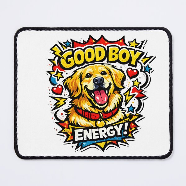 Item preview, Good Boy Energy – Pop Art Golden Retriever Comic Burst Design, Funny Dog Lover Shirt designed and sold by Sahil Randhawa.