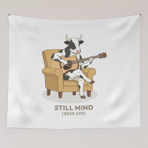 Item preview, Cow Playing Guitar Cozy Cottagecore Retro Aesthetic designed and sold by Cozy Vintage Animal.