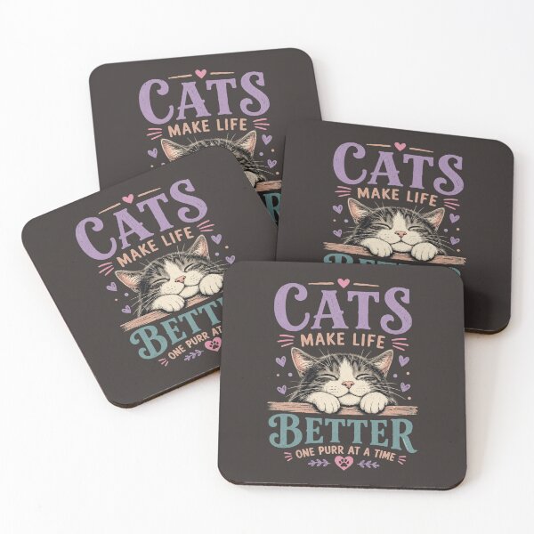 Item preview, Cats Make Life Better | Cute Sleeping Cat | Cat Lover Gift | Muted Vintage Pastel designed and sold by Made by Tamar.