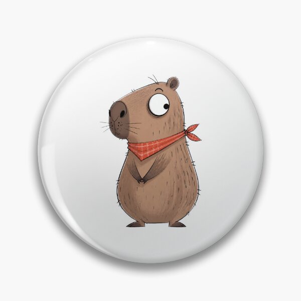 Item preview, Curious Capybara in a Coral Neckerchief designed and sold by The-Art-of-D.