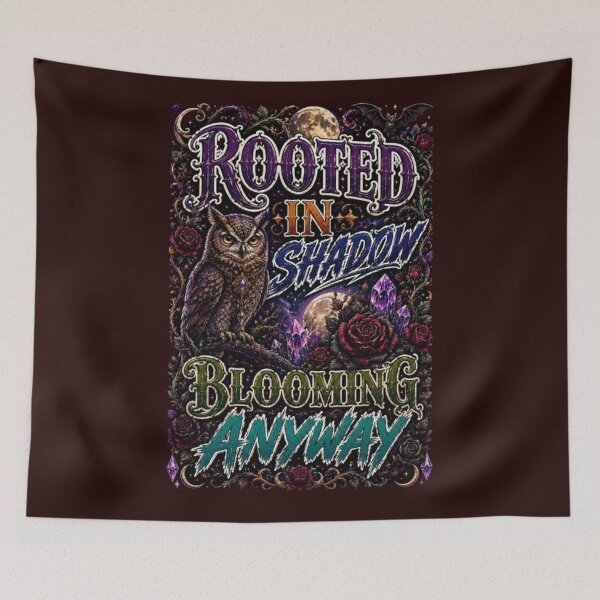 Item preview, Rooted In Shadow Blooming Anyway Gothic Owl Dark Floral Botanical Tshirt designed and sold by HopeAndHustle.
