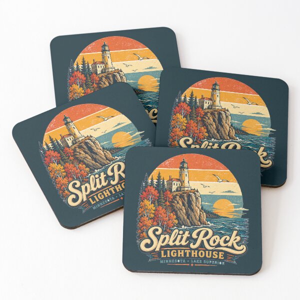 Artikelvorschau, Vintage-Reiseshirt mit Leuchtturm Split Rock, Minnesota | Retro-Design für Küstenabenteuer am Lake Superior entworfen und verkauft von Globalcitytees.
