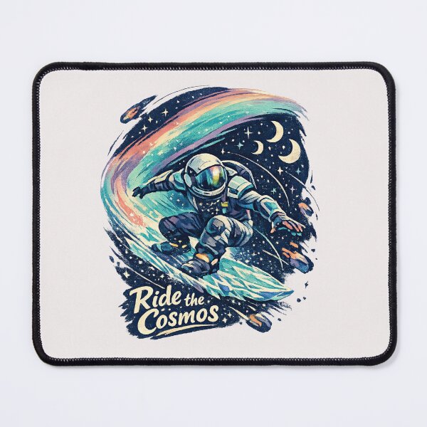 Item preview, Ride the Cosmos – Retro Astronaut Space Surfing Art designed and sold by inkoutninja.