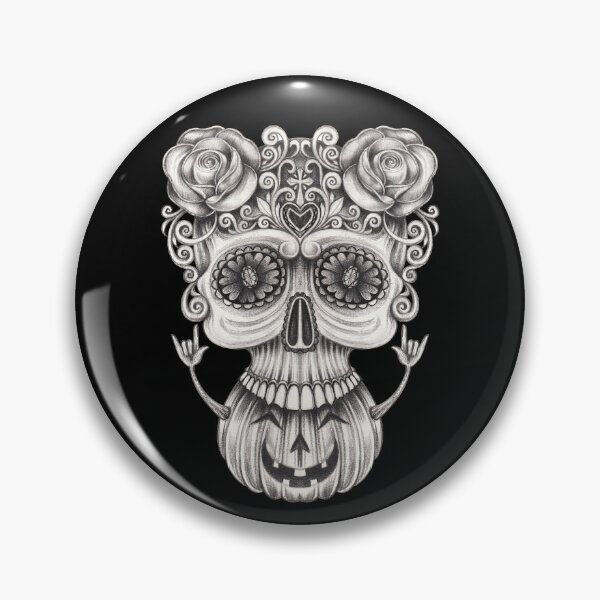 Item preview, Sugar skull with pumpkin surreal art designed and sold by Jiwsurreal.