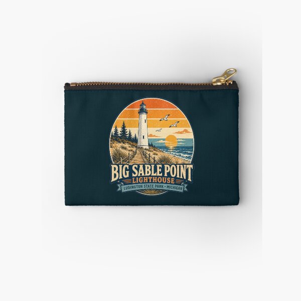 Item preview, Big Sable Point Lighthouse Michigan Retro Travel Shirt | Vintage Lake Michigan Coastal Adventure Design designed and sold by Globalcitytees.