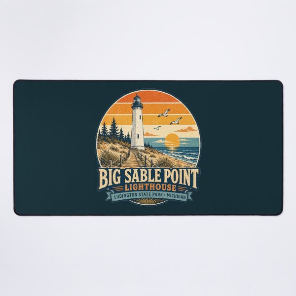 Item preview, Big Sable Point Lighthouse Michigan Retro Travel Shirt | Vintage Lake Michigan Coastal Adventure Design designed and sold by Globalcitytees.