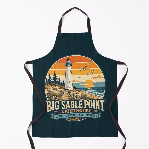 Item preview, Big Sable Point Lighthouse Michigan Retro Travel Shirt | Vintage Lake Michigan Coastal Adventure Design designed and sold by Globalcitytees.