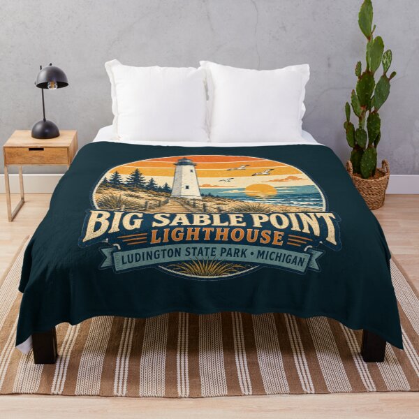 Item preview, Big Sable Point Lighthouse Michigan Retro Travel Shirt | Vintage Lake Michigan Coastal Adventure Design designed and sold by Globalcitytees.