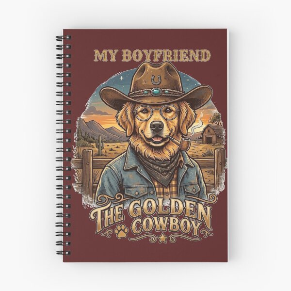 Item preview, My Boyfriend, The Golden Cowboy Golden, Retriever Vintage Western Dog Illustration designed and sold by Evelashop.