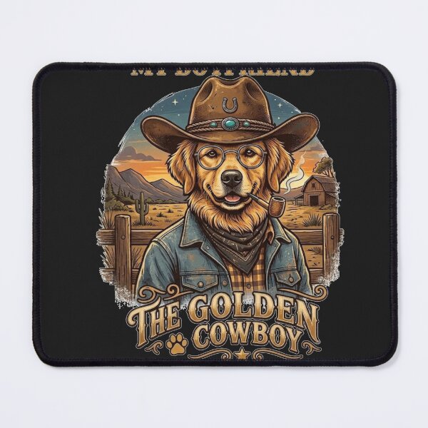 Item preview, My Boyfriend, The Golden Cowboy Golden, Retriever Vintage Western Dog Illustration designed and sold by Evelashop.