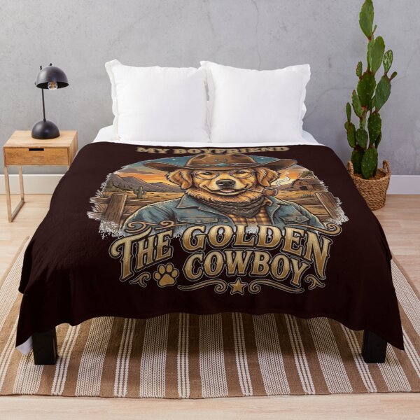 Item preview, My Boyfriend, The Golden Cowboy Golden, Retriever Vintage Western Dog Illustration designed and sold by Evelashop.