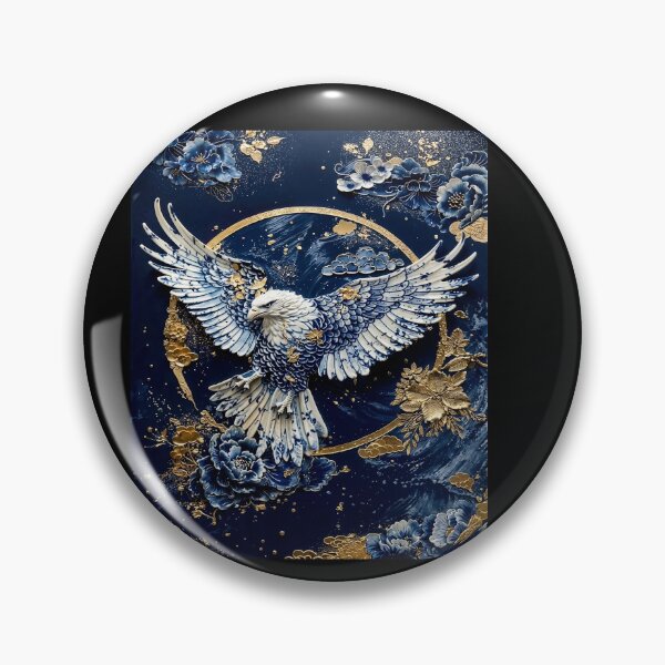 Item preview, Eagle with Blue and Gold Floral Accents designed and sold by Safwat-Aziz.