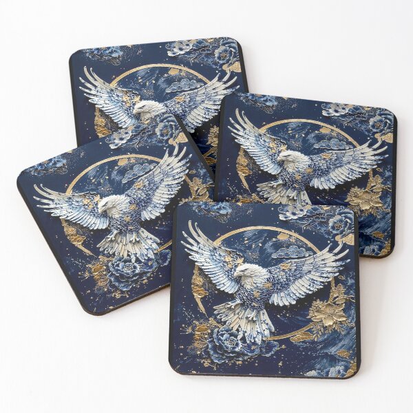Item preview, Eagle with Blue and Gold Floral Accents designed and sold by Safwat-Aziz.