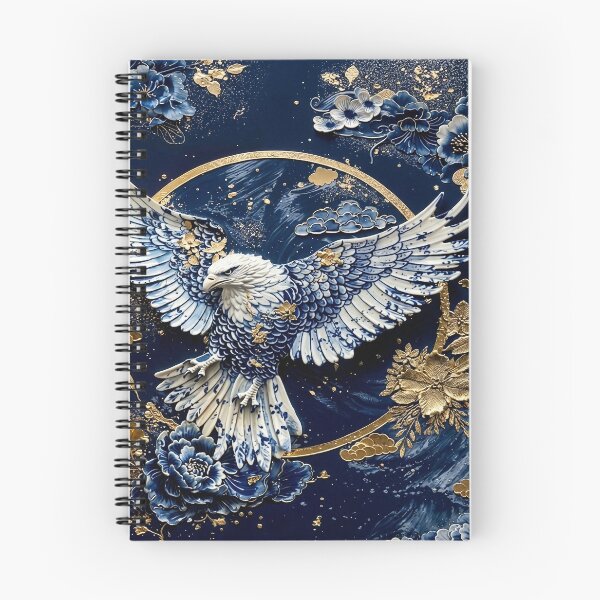 Item preview, Eagle with Blue and Gold Floral Accents designed and sold by Safwat-Aziz.