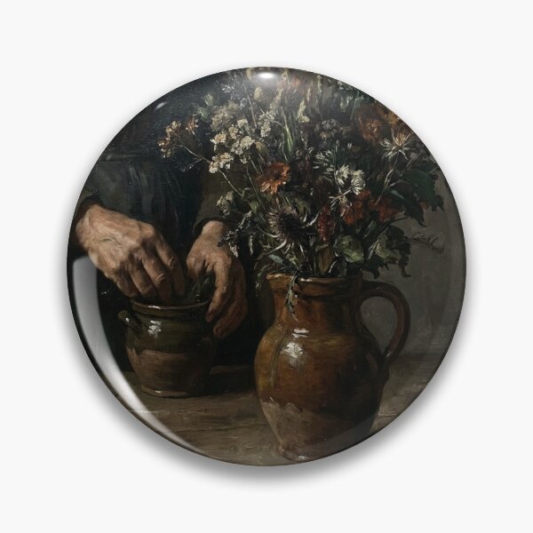 Item preview, Dark Moody Floral Bouquet in Classic Realism Courbet Art Style designed and sold by OddlySticky.
