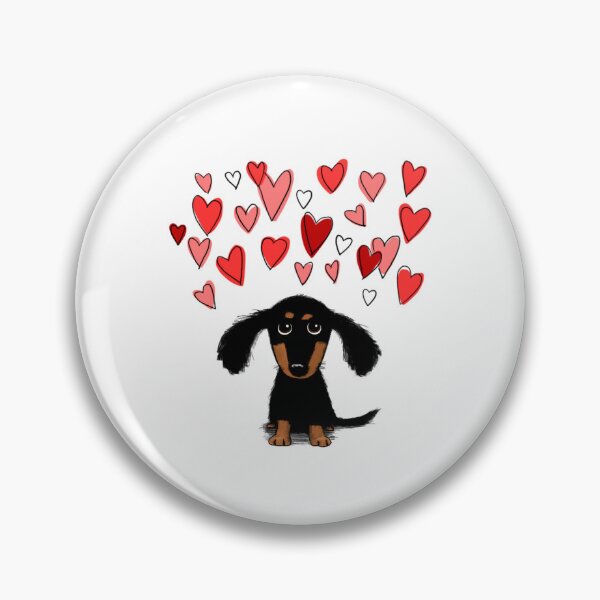 Item preview, cute dachshund puppy dog with valentine hearts designed and sold by isidorebeige.