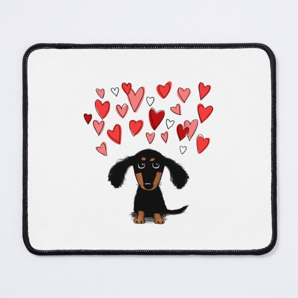 Item preview, cute dachshund puppy dog with valentine hearts designed and sold by isidorebeige.