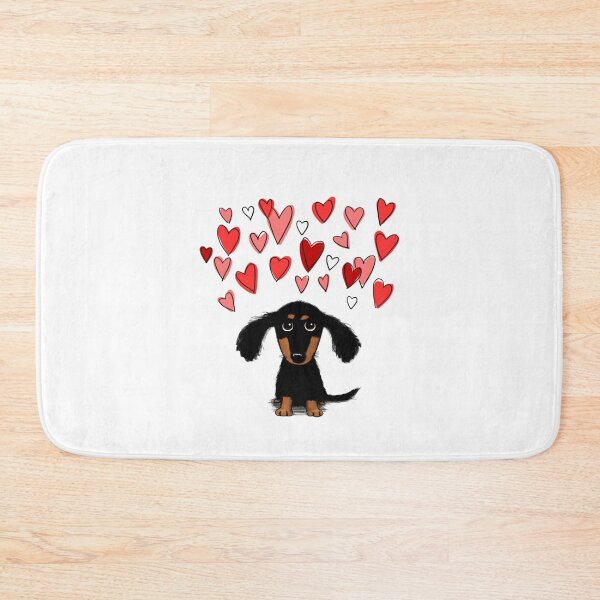 Item preview, cute dachshund puppy dog with valentine hearts designed and sold by isidorebeige.