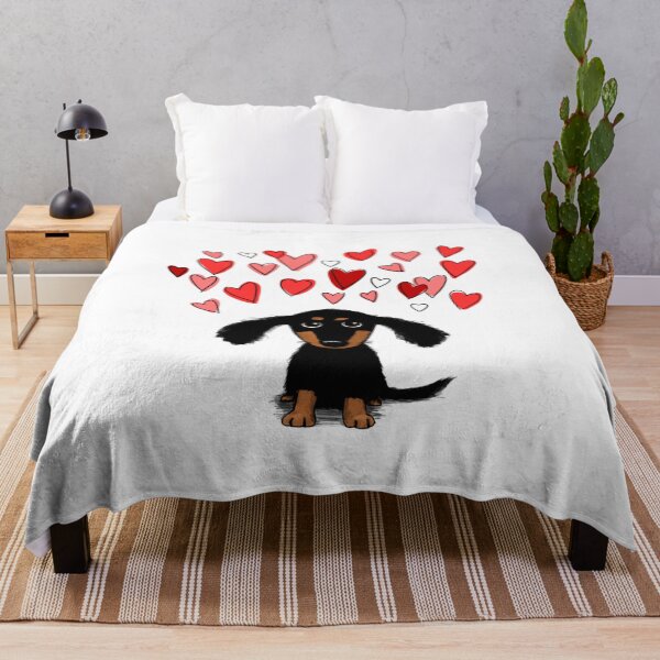 Item preview, cute dachshund puppy dog with valentine hearts designed and sold by isidorebeige.