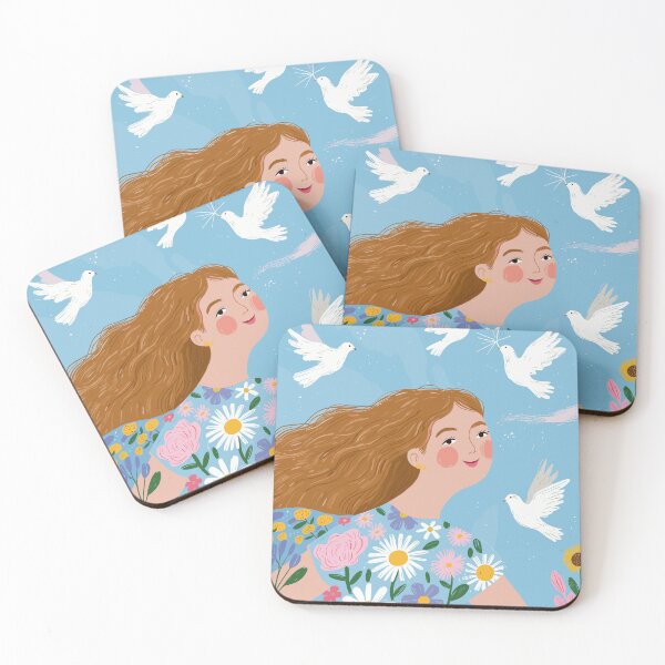 Item preview, Blooming Dreams – Whimsical Floral Girl & Dove designed and sold by leitchwill.
