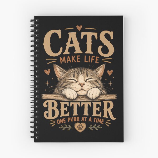 Item preview, Cats Make Life Better | Cute Sleeping Cat | Cat Lover Gift | Warm Earthy Colors Vintage Style designed and sold by Made by Tamar.