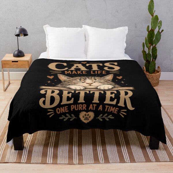 Item preview, Cats Make Life Better | Cute Sleeping Cat | Cat Lover Gift | Warm Earthy Colors Vintage Style designed and sold by Made by Tamar.