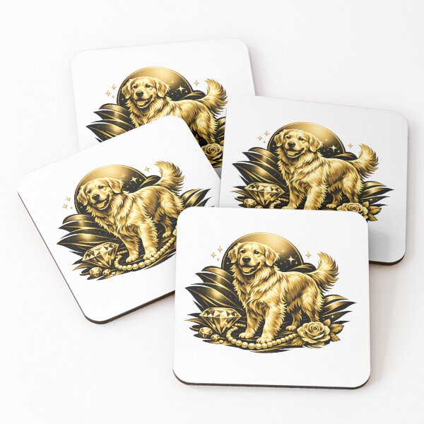 Item preview, Golden Glamour – Luxury Gold Golden Retriever Art Print, Elegant Diamond & Pearl Dog Illustration designed and sold by Sahil Randhawa.