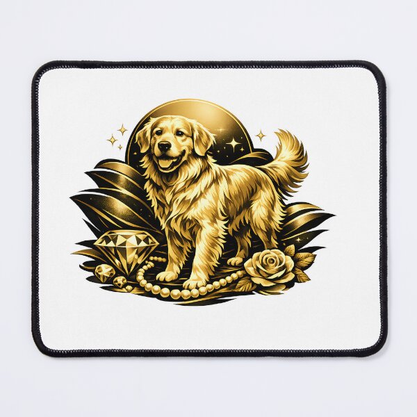 Item preview, Golden Glamour – Luxury Gold Golden Retriever Art Print, Elegant Diamond & Pearl Dog Illustration designed and sold by Sahil Randhawa.
