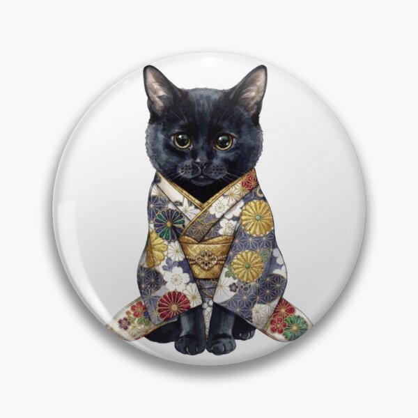 Item preview, Kawaii Japanese Kitty | Black Cat & Kimono designed and sold by KittyClosetStore.