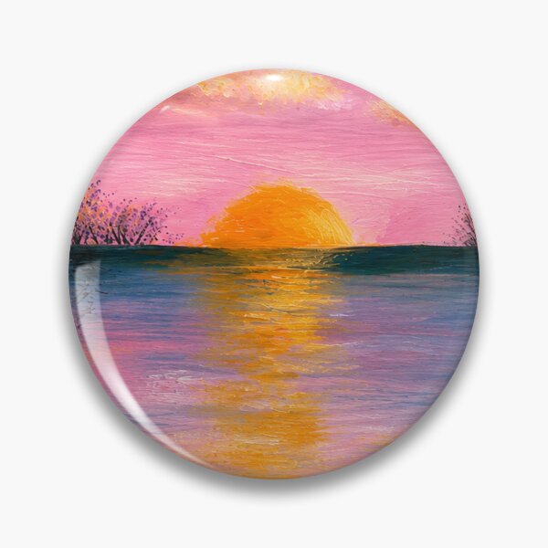 Item preview, Dreamy Pink Sunset Ocean Reflection Watercolor Art designed and sold by TheSlowShore.