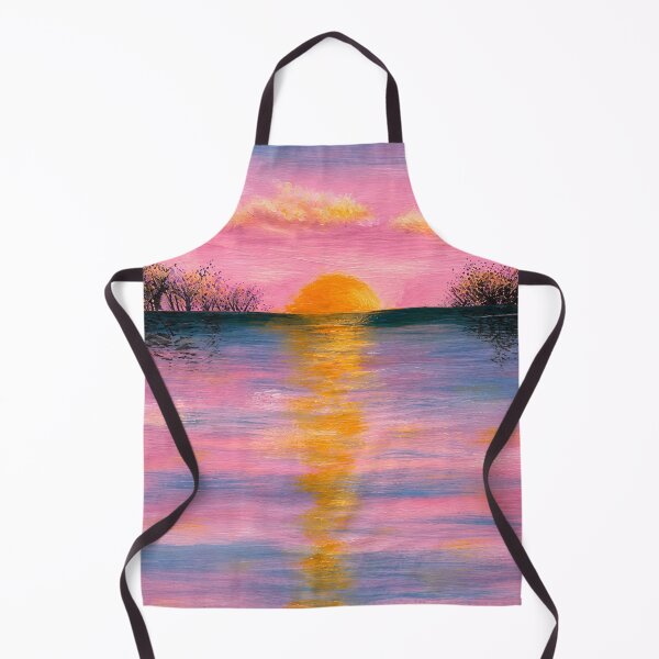 Item preview, Dreamy Pink Sunset Ocean Reflection Watercolor Art designed and sold by TheSlowShore.