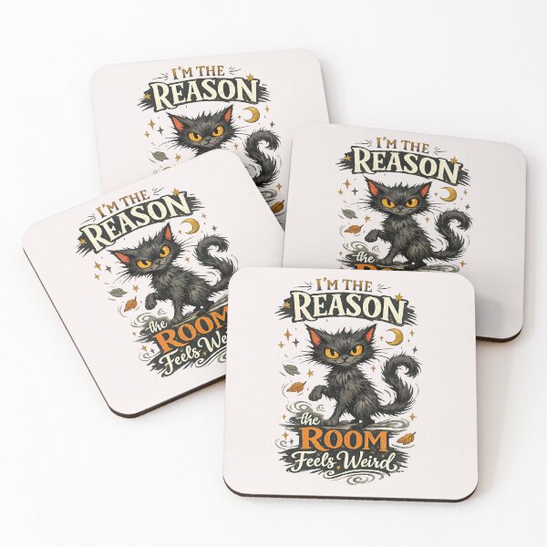 Item preview, I’m the Reason the Room Feels Weird – Funny Black Cat Quote designed and sold by inkoutninja.