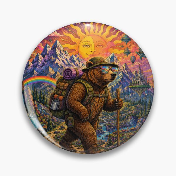 Item preview, Hike Beyond Psychedelic Bear Cosmic Poste designed and sold by Skyrocketz.