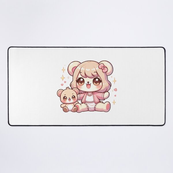 Item preview, Adorable Pink Kawaii Bear Girl and Tiny Teddy Friend designed and sold by carestazafeli.