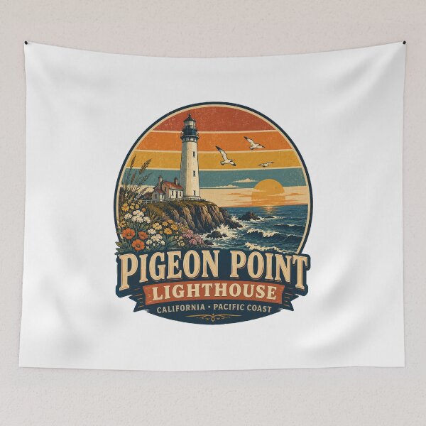 Item preview, Pigeon Point Lighthouse California Retro Travel Shirt | Vintage Pacific Coast Lighthouse Coastal Adventure Design designed and sold by Globalcitytees.