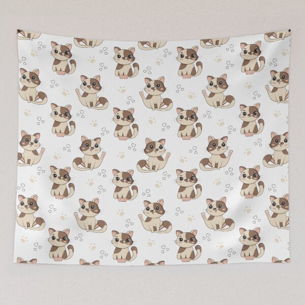 Item preview, Cute Cats on White Background Pattern  designed and sold by TeeGeeTees.