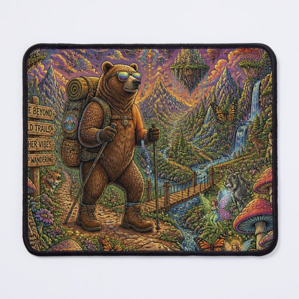 Item preview, Hike Beyond Psychedelic Bear Retro Poster  designed and sold by Skyrocketz.