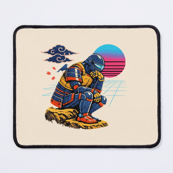 Item preview, Neon Retro Synthwave Ukiyo‑E Thinker designed and sold by KungPowUnicorn.