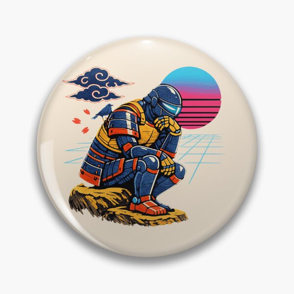 Item preview, Neon Retro Synthwave Ukiyo‑E Thinker designed and sold by KungPowUnicorn.