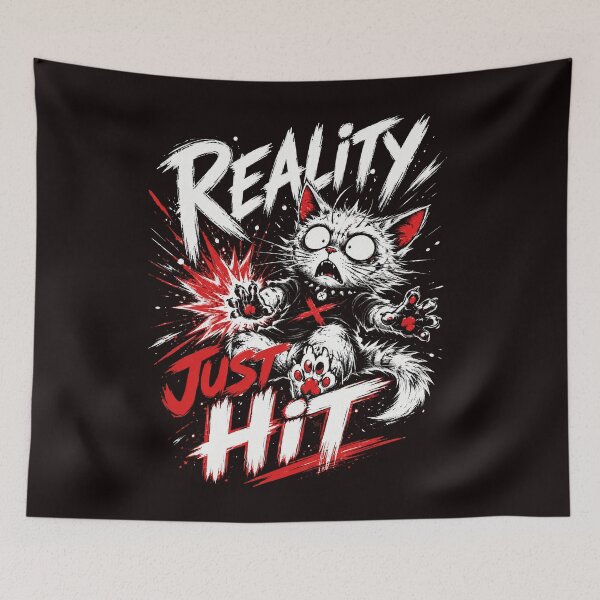 Item preview, Reality Just Hit – Chaotic Funny Cat Graphic designed and sold by VONJU.