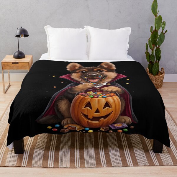 Item preview, Cute German Shepherd Puppy Vampire Eating Halloween Candy designed and sold by SilentFlower.