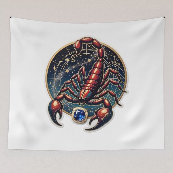 Item preview, Scorpio Red Scorpion Sapphire Galaxy Dark Zodiac Art designed and sold by Zodiac Celestial Art.